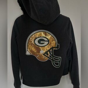 PINK Victoria's Secret Bling Green Bay Packers
Faux Fur Zip Hoodie Jacket XS